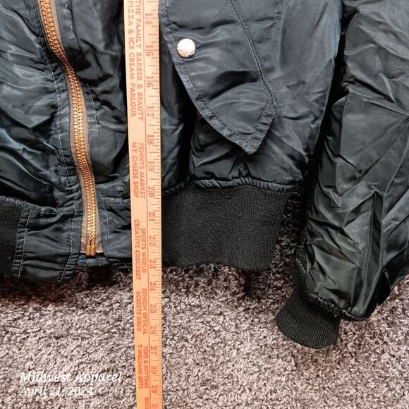 Vintage MA1 Black Flight Jacket‎ Reversible Orange Lining Camel Ciggarettes - Picture 8 of 16